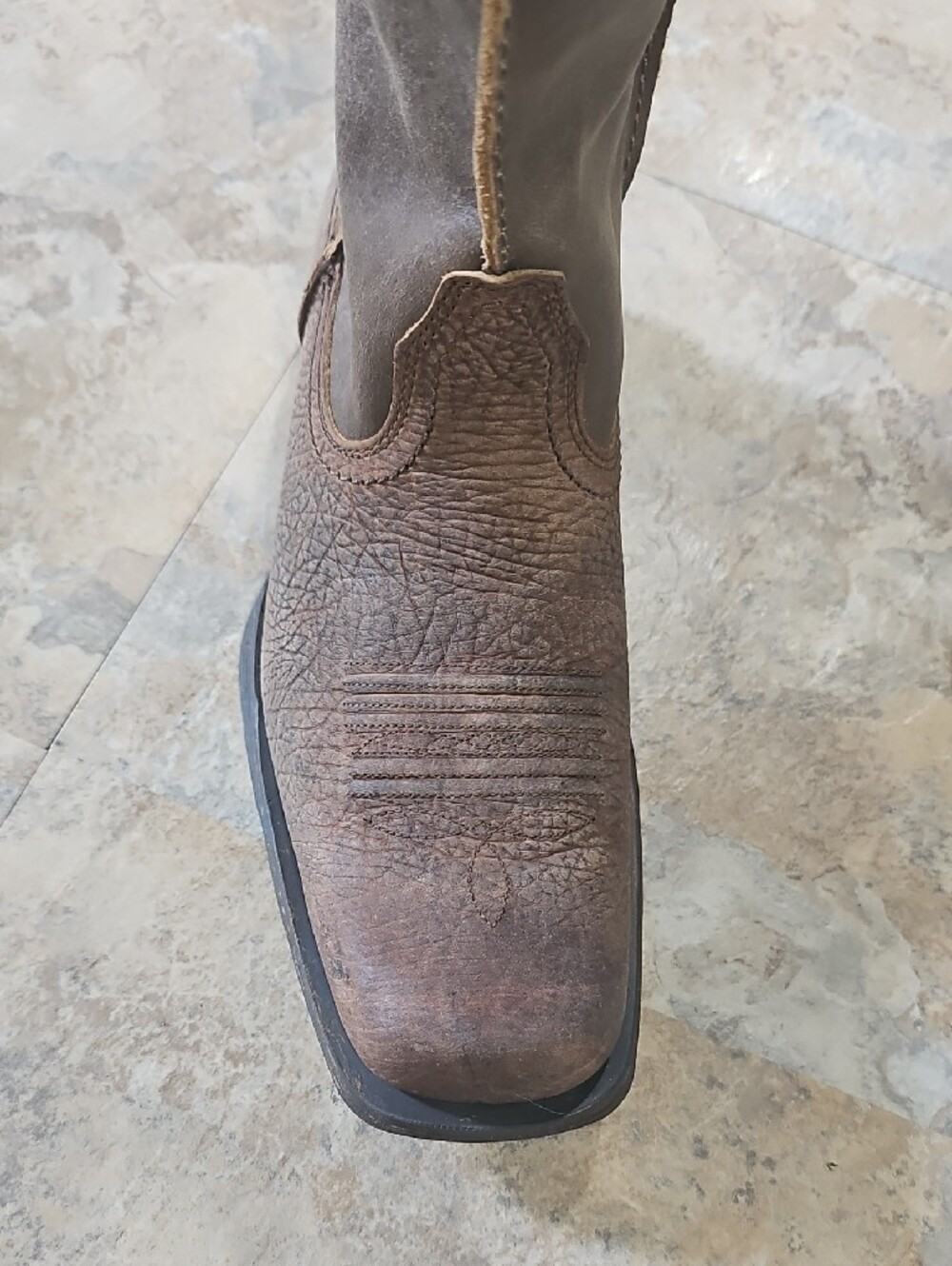 Ariat Brown Leather Mens Two-Tone Pull-On Western Boots - Picture 10 of 16